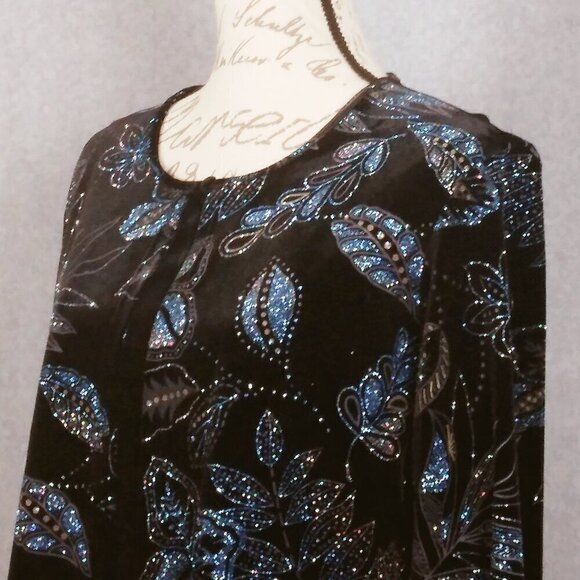 Elementz | Velvet Sparkle Jacket with Tank Blue Black | Size XL - Picture 1 of 6